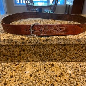 Western Tooled Eagle Belt Men’s Leather Embossed Cowboy L
